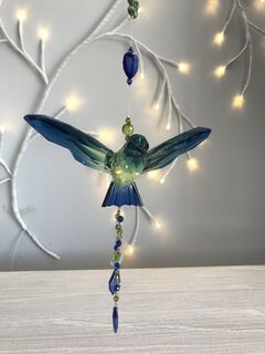 Rainbow Krystal Hanging Hummingbirds with Tassel | Highland Creations
