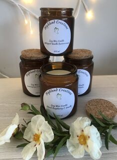 Golden Retreat Glass Jar in Amber Glass scented candle with cork lid | Highland Creations