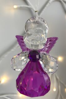 Rainbow Krystal Purple Hanging Angel with Halo