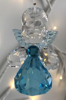 Rainbow Krystal Blue Hanging Angel with Halo