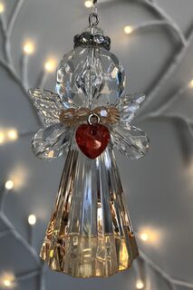 Rainbow Krystal Gold Hanging Angel with Heart