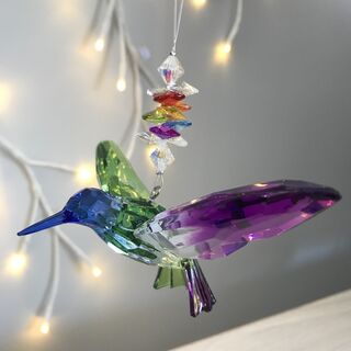 Rainbow Krystal Hanging Hummingbird Small - B
