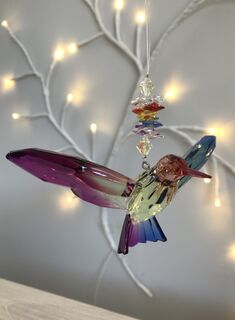 Rainbow Krystal Hanging Hummingbird Small - E