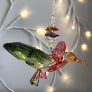 Rainbow Krystal Hanging Hummingbird Small - F