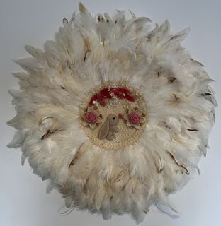 Natural Cream Feather with Scented Wax Bunny & Flowers Wall Decor