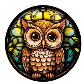 Suncatcher - Owl Green & Gold - Medium