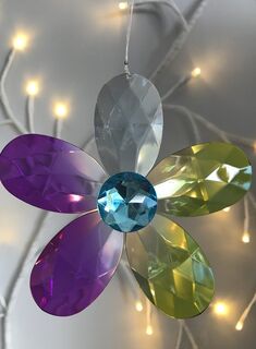 Rainbow Krystal Hanging Daisy Flower - B