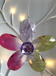 Rainbow Krystal Hanging Daisy Flower - F