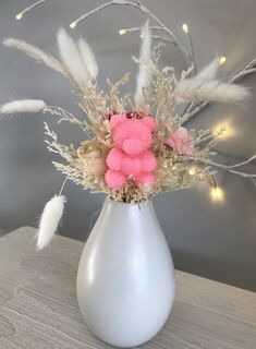 White Raindrop Vase with Scented Pink & White Flowers