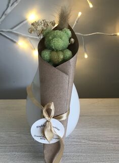 Mini Scented Soy Wax Wrapped Bouquet with Green Teddy & Bunny Tail