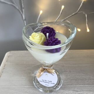 Ice Cream Sundae Glass Candle with Purple & Lemon Flowers