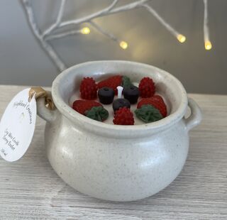 Pre-loved Cream Pottery Candle with Fruits